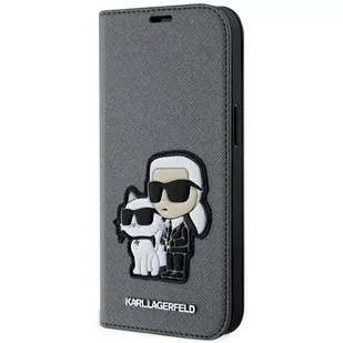 Karl Lagerfeld KLBKP14SSANKCPG iPhone 14 6.1" bookcase srebrny/silver Saffiano Karl & Choupette - Etui i futerały do telefonów - miniaturka - grafika 1