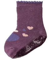 Skarpetki dla dzieci - skarpetki antypoślizgowe z silikonową podeszwą ocieplenie frotte Sterntaler SOFT fioletowe w serduszka [rozmiar stopy: 23/24] - miniaturka - grafika 1
