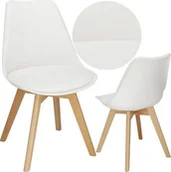 Krzesła - Springos Krzesło skandynawskie do kuchni salonu jadalni Verde tapicerowana poduszka białe UNIWERSALNY - miniaturka - grafika 1