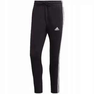 Spodnie męskie adidas Essentials Single Jersey Tapered Open Hem 3-Stripes c - Dresy męskie - miniaturka - grafika 1