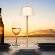 Lampy stojące - Mantra Iluminación Akumulatorowa lampa stołowa LED K5, biała, aluminium, IP54, ściemniana - miniaturka - grafika 1