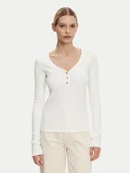 Bluzki damskie - Tommy Hilfiger Bluzka Henley WW0WW43905 Biały Slim Fit - miniaturka - grafika 1