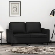 Sofy i kanapy - vidaXL 2-osobowa sofa, czarna, 120 cm, sztuczna skóra - miniaturka - grafika 1