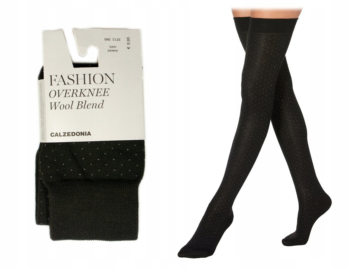 Zakolanówki damskie Calzedonia czarne wełna wiskoza kropki uniwersalne