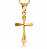 Dewocjonalia - Srebrny Krzyżyk 925 Złocony LaLuce z Łańcuszkiem Grawer - miniaturka - grafika 1