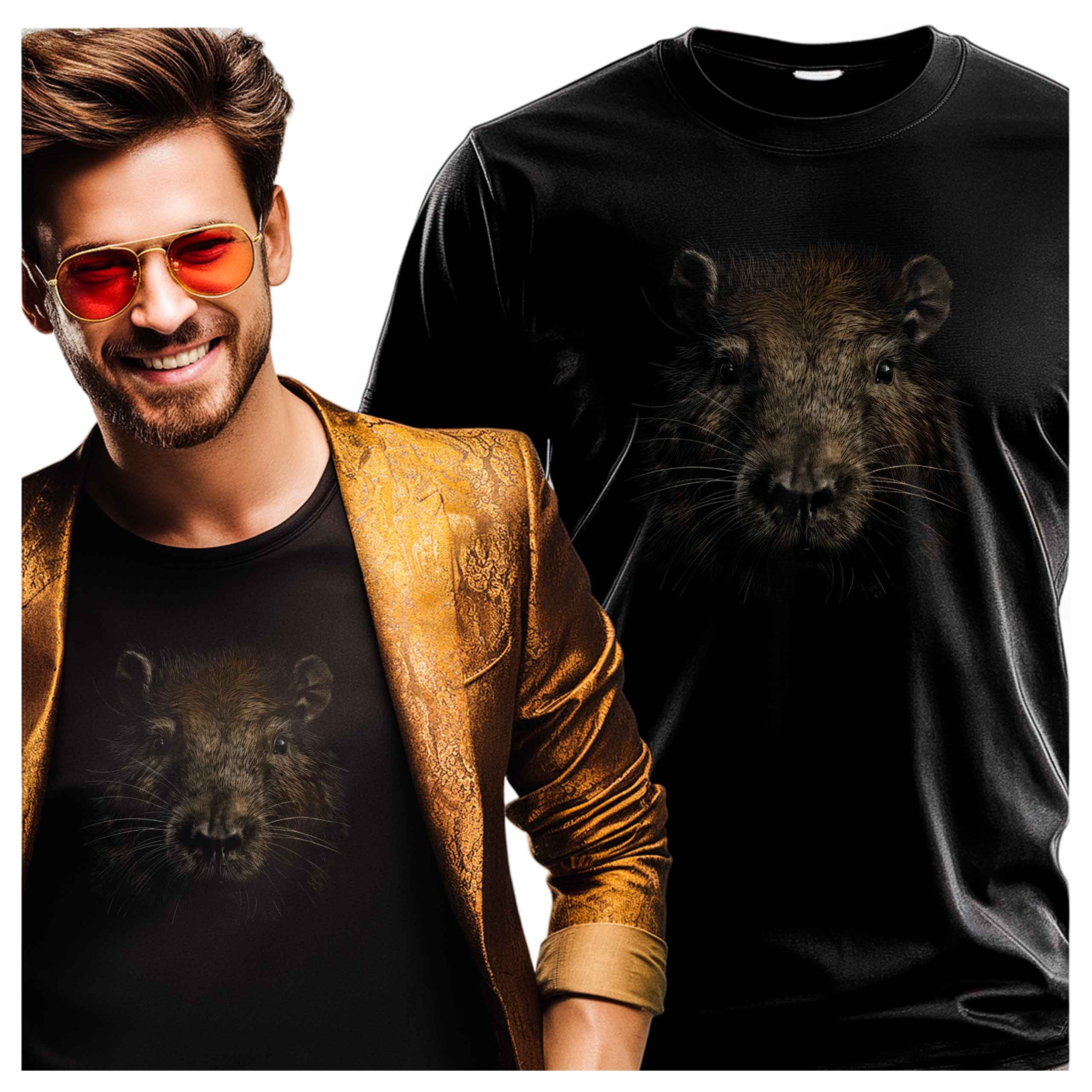 Koszulka męska z nadrukiem Kapibara dzikie zwierzę natura spokój