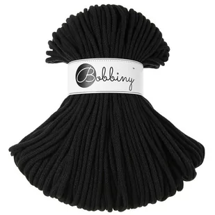 Sznurek pleciony bawełniany Bobbiny Premium / Czerń / Black /  5mm / 100m - Półfabrykaty do biżuterii - miniaturka - grafika 1