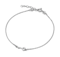 Bransoletki - Srebrna bransoletka rodowana kluczyk z sercem - miniaturka - grafika 1