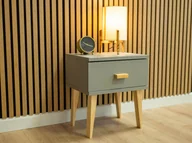 Dom i wnętrze OUTLET - OUTLET - Szafka nocna skandynawska sosnowa Venuci szara - miniaturka - grafika 1