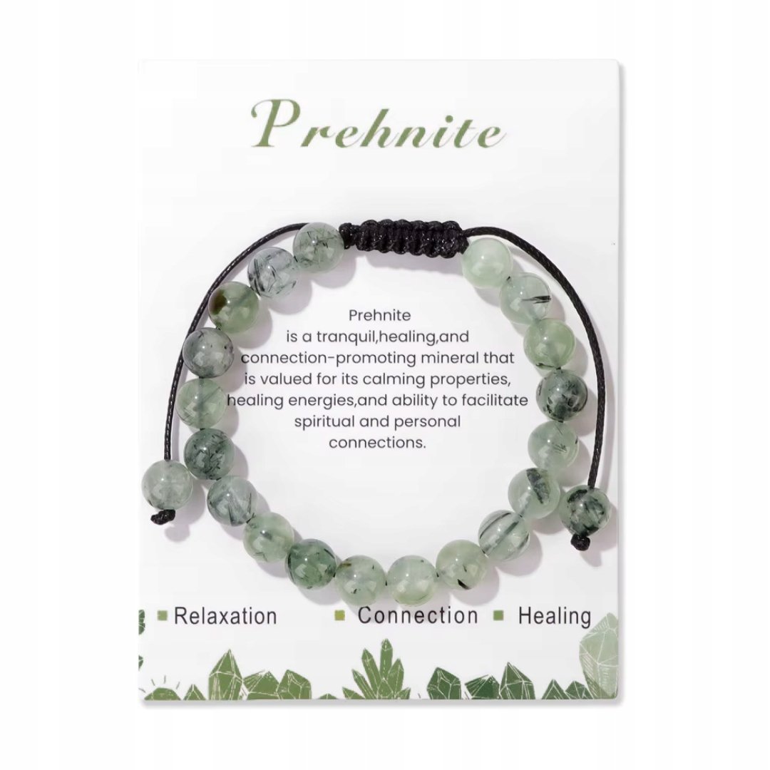 Bransoletka Regulowana z Kamienia Naturalnego Prehnit Amulet Spokoju