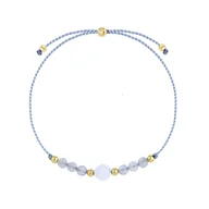 Bransoletki - Bransoletka zodiakalna RYBY - akwamaryn i kamień księżycowy na sznurku - miniaturka - grafika 1