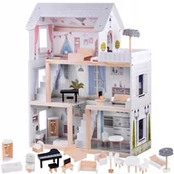 Domki dla lalek - Drewniany Domek dla Lalek w Stylu Boho LED 3 Piętra Mebelki Jakość - miniaturka - grafika 1