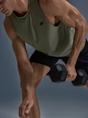 Koszulki sportowe męskie - 4F Tank top treningowy szybkoschnący męski - oliwkowy/khaki L - miniaturka - grafika 1