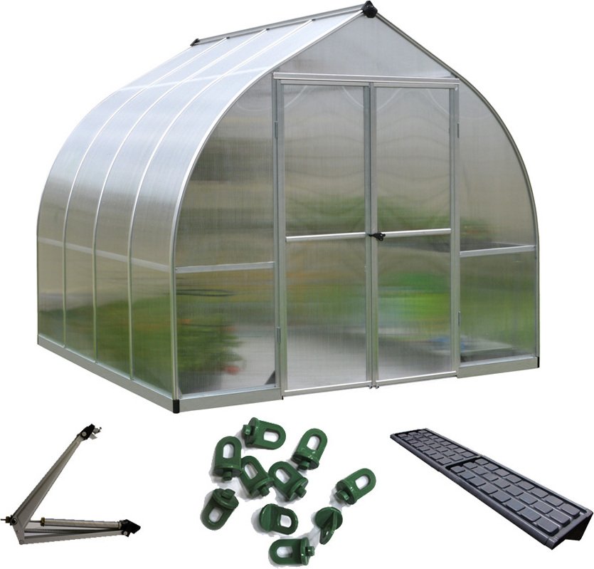 Palram - Szklarnia aluminiowa Canopia Bella 88 zestaw ekonomiczny srebrny 240x239x219 cm