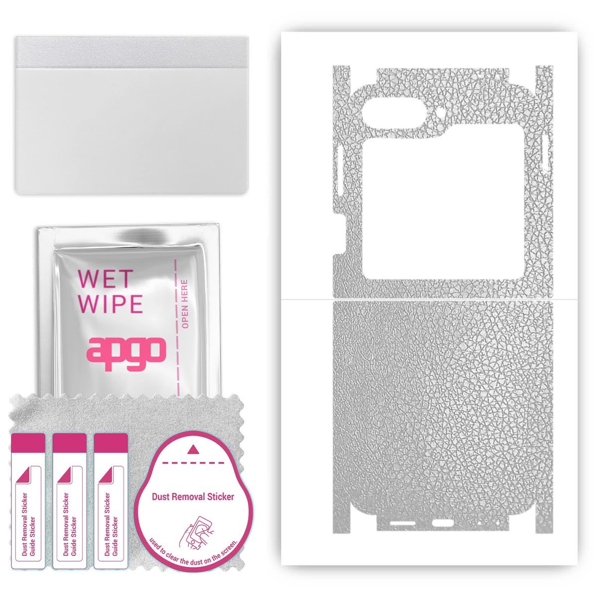 Folia naklejka skórka strukturalna na TYŁ+BOKI do Samsung Galaxy Z Flip 6 - Skóra Srebrna - apgo SKINS