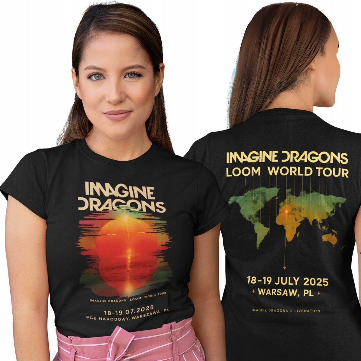 Koszulka damska IMAGINE DRAGONS na koncert LOOM WORLD TOUR Warszawa 2025