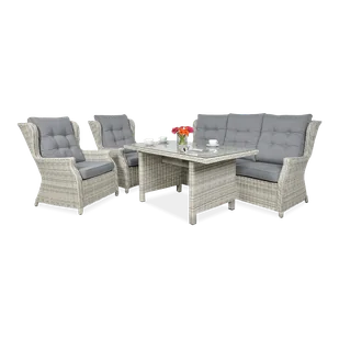 Meble technorattanowe TRIVENTO DINING 3 White Grey - Meble ogrodowe - miniaturka - grafika 1