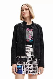 Desigual Damski damski tkany płaszcz PU, Czarny, XXL - Płaszcze damskie - miniaturka - grafika 1