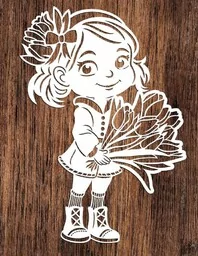 Dziewczynka z kwiatami- wycinanka z kartonu - Zabawki kreatywne - miniaturka - grafika 1