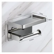 Wieszaki łazienkowe - Uchwyt na papier toaletowy, wieszak na ręczniki, uchwyt na telefon komórkowy, stal nierdzewna 304, kolor metalowy, 17,5*10*10,3 cm - miniaturka - grafika 1