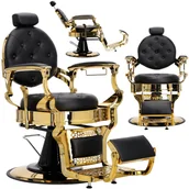 Fotele fryzjerskie - Fotel fryzjerski barberski hydrauliczny do salonu fryzjerskiego barber shop Logan Gold Barberking - miniaturka - grafika 1