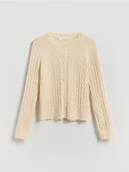 Swetry dla dziewczynek - Reserved - Dzianinowy kardigan - złamana biel - miniaturka - grafika 1