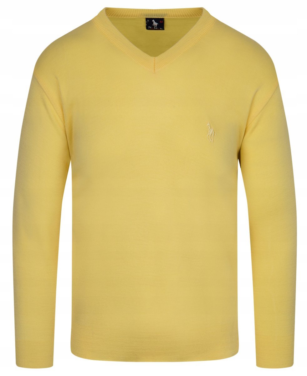SWETER MĘSKI V SEREK - WEŁNA - KNK - ŻÓŁTY - M