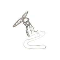 Ozdoby do włosów - Ozdobna spinka, klamra do włosów - srebrna, z łańcuszkiem - miniaturka - grafika 1