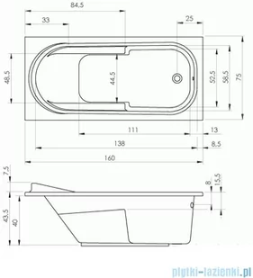 Riho Columbia wanna prostokątna 160x75cm z hydromasażem Air prawa B001003005 - Wanny z hydromasażem - miniaturka - grafika 2
