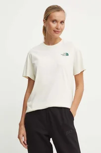 The North Face t-shirt bawełniany S/S Relaxed Redbox Tee damski kolor beżowy NF0A87NK9IZ1 - Koszulki sportowe damskie - miniaturka - grafika 1