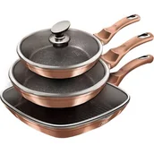 Patelnie - Berlinger Haus Zestaw 3 patelni granitowych rose gold line bh-6195 BH-6195 Kinghoff - miniaturka - grafika 1