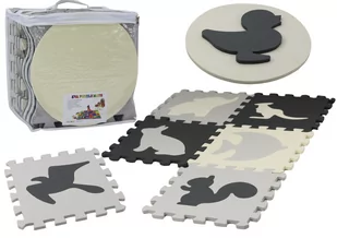 Miękkie Puzzle Mata Kontrastowa Edukacyjna Pianka EVA Szare 28 ele. - Zabawki interaktywne dla dzieci - miniaturka - grafika 1