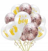 Balony IT S A BOY baby shower ZESTAW 12 SZT.