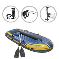 Pontony - Intex Dmuchany ponton Challenger 3 z silnikiem i uchwytem - miniaturka - grafika 1
