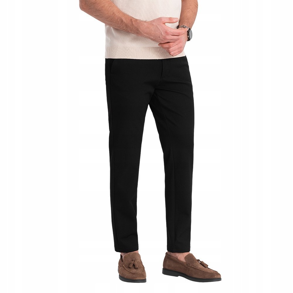 Spodnie męskie eleganckie chino klasyczny krój czarne V4 OM-PACP-0191 XL