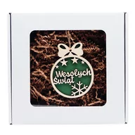 Folia, papier śniadaniowy, serwetki - Pudełko Wypełniacz Bombka Wesołych Świąt Zielona - miniaturka - grafika 1