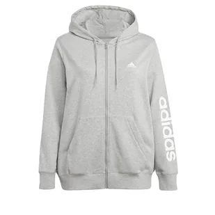 adidas Damska bluza dresowa z kapturem, Średni szary wrzosowy/biały, XL duże rozmiary - Bluzy damskie - miniaturka - grafika 1