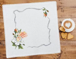 Haft krzyżykowy - Zestaw do haftu - Serwetka z różami - Pasmanteria - miniaturka - grafika 1