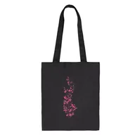 Torby i wózki na zakupy - Torba bawełniana czarna zakupowa z haftem – kwiaty jabłoni - miniaturka - grafika 1