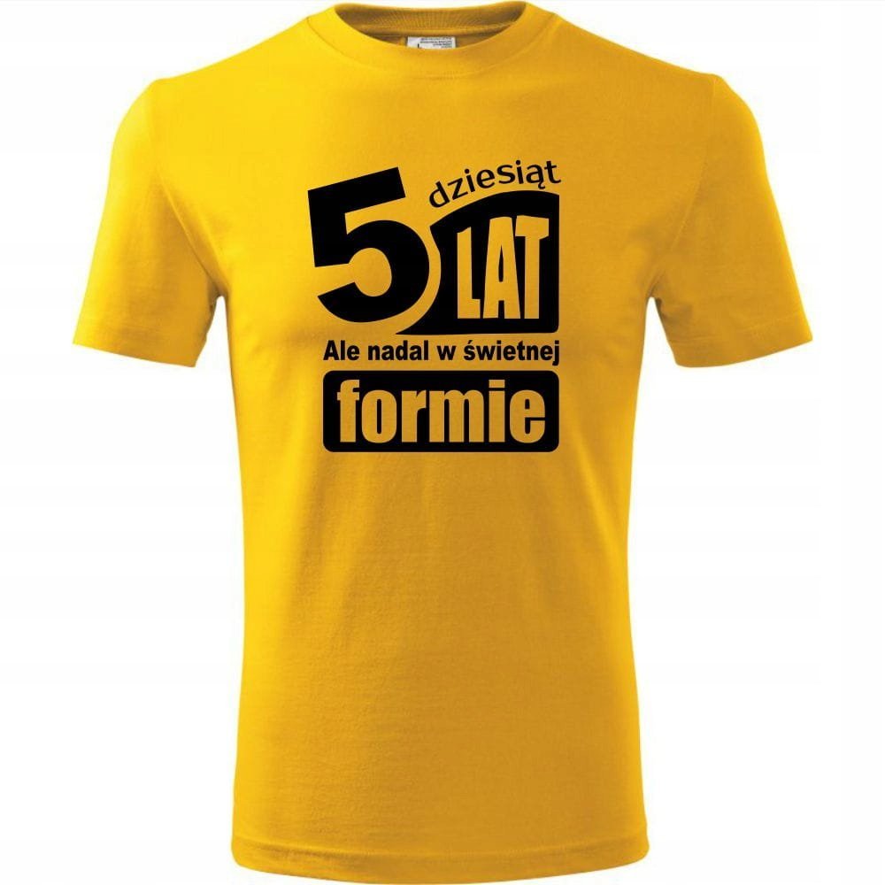 Męska Koszulka z Nadrukiem 50 lat ale nadal w świetnej formie na Prezent żółty M