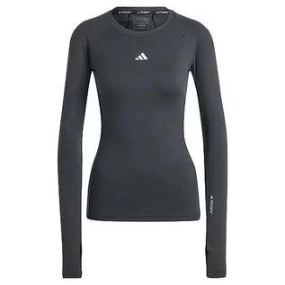 Koszulki i topy damskie - adidas Damska koszulka treningowa z długim rękawem Techfit z długim rękawem, XL czarna - grafika 1