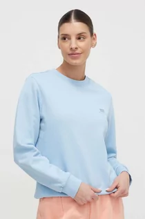 Bluzy damskie - Napapijri bluza bawełniana damska kolor niebieski gładka - grafika 1