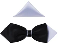 Krawaty i muchy męskie - Czarno-biała mucha męska - szeroki diament B63 - miniaturka - grafika 1