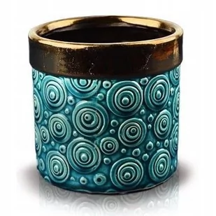 Doniczka Ceramiczna Na Kwiaty Turkusowa 15,5 Cm - Donice - miniaturka - grafika 1