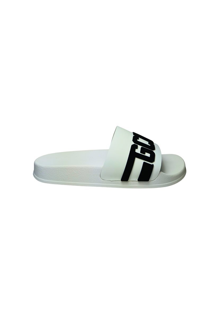 buty mężczyzna GCDS Sliders logo chain white-black