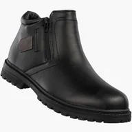 Botki męskie - Trzewiki Męskie Ekoskóra Buty Ocieplane Botki Eleganckie Zimowe Czarne 40 - miniaturka - grafika 1