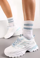 Sneakersy damskie - Biało-Niebieskie Sneakersy na Masywnej Podeszwie Zdobione Kolorowymi Wstawkami Farete - miniaturka - grafika 1