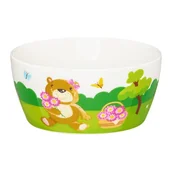 Miseczki i talerzyki dla dzieci - Miseczka porcelanowa dla dzieci z misiem 14cm 400ml Eddie różowy Ambition - miniaturka - grafika 1