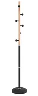 Wieszaki i stojaki - Czarny stojący wieszak metalowo bukowy K1-N77 - miniaturka - grafika 1