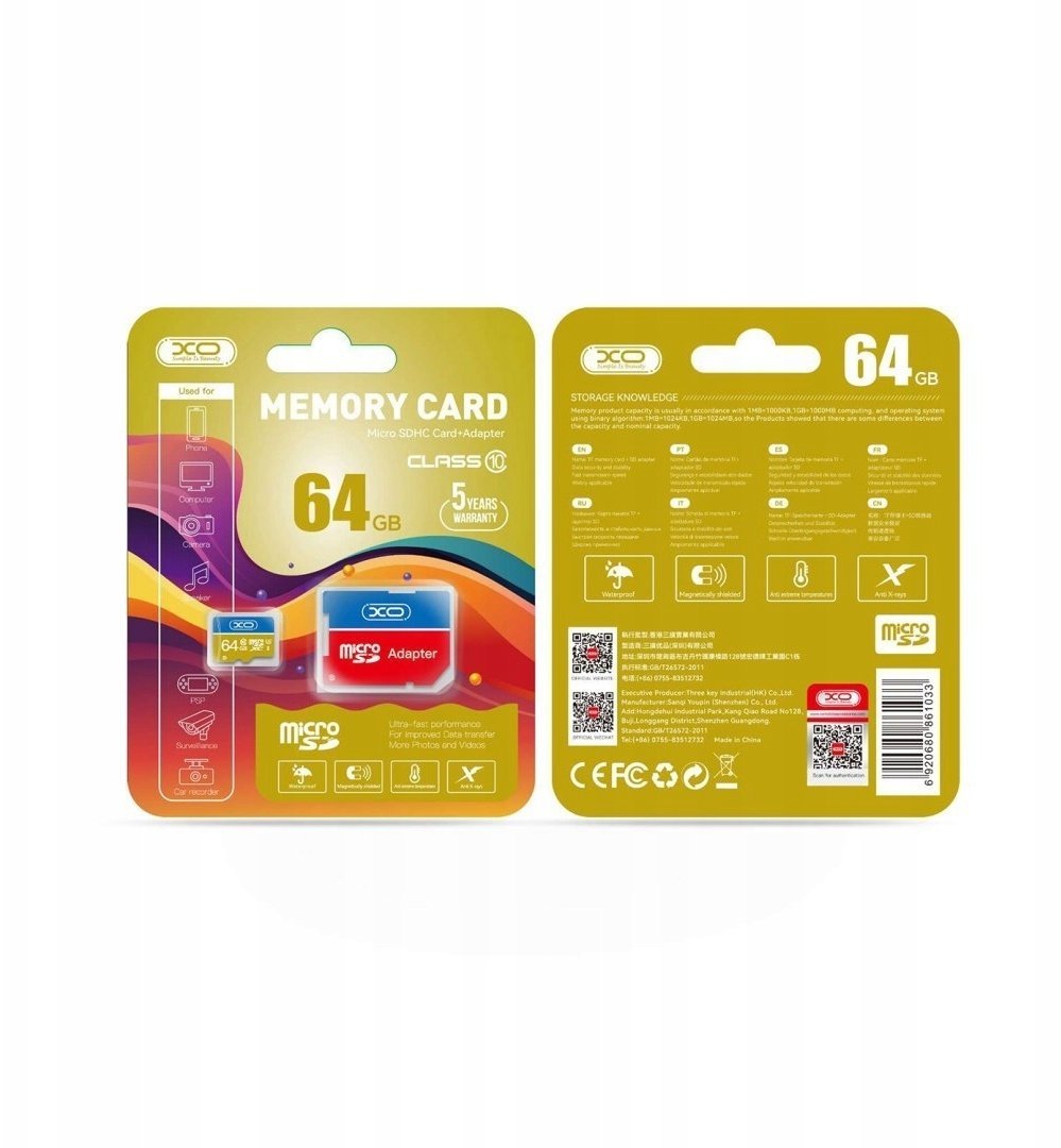 Karta PNY XO karta pamięci 64GB microSDXC kl. 10 + adapter GSM192634